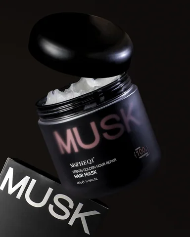 MOCHEQI Musk Кератиновая маска для волос с аминокислотами и экстрактом Камелии, 480мл